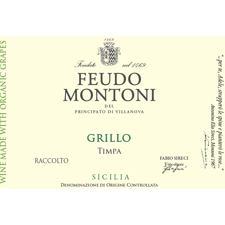 Feudo Montoni Della Timpa Sicilia IGT Grillo 750ml - Available at Wooden Cork