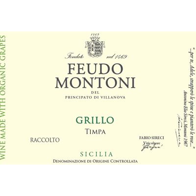 Feudo Montoni Della Timpa Sicilia IGT Grillo 750ml - Available at Wooden Cork