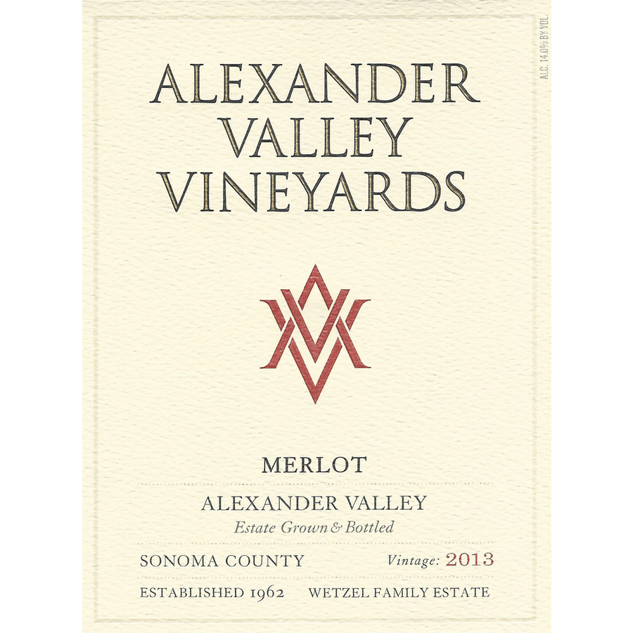 Alexander Valley Vineyards Estate Merlot 750ml - Available at Wooden Cork