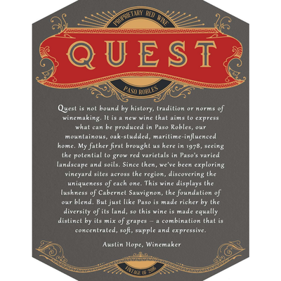 Quest Paso Robles Proprietary Red 750ml - Available at Wooden Cork