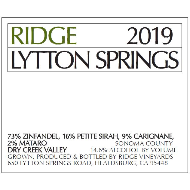 Ridge Lytton Springs Zinfandel Blend 750ml - Available at Wooden Cork