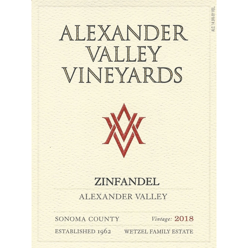 Alexander Valley Vineyards Zinfandel 750ml - Available at Wooden Cork