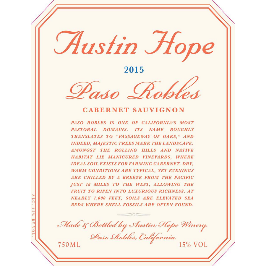 Austin Hope Paso Robles Cabernet Sauvignon 750ml - Available at Wooden Cork