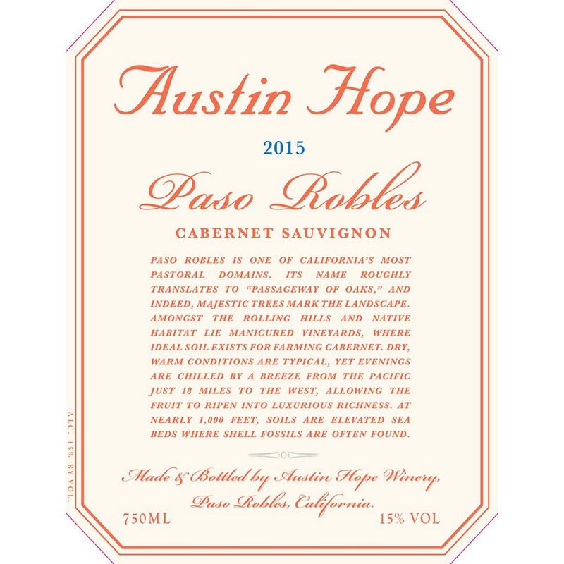 Austin Hope Paso Robles Cabernet Sauvignon 750ml - Available at Wooden Cork