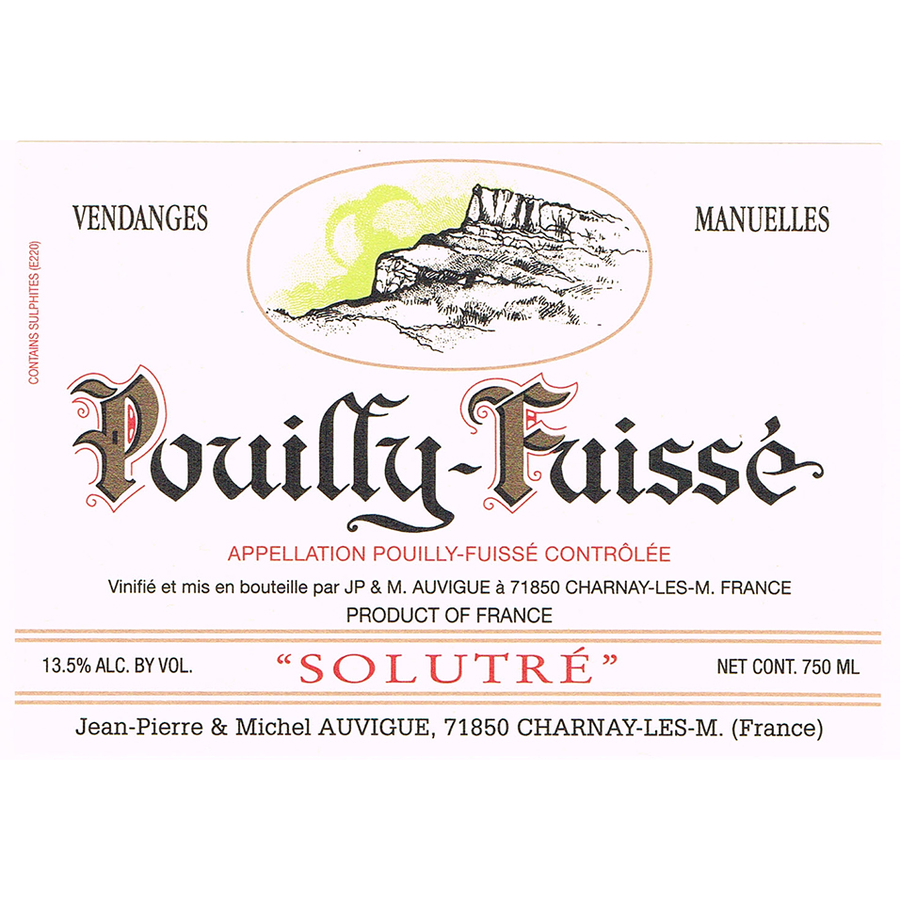 Vins Auvigue Pouilly-Fuisse Solutre Chardonnay 750ml - Available at Wooden Cork