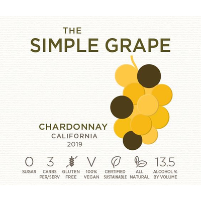 The Simple Grape California Chardonnay 750ml - Available at Wooden Cork