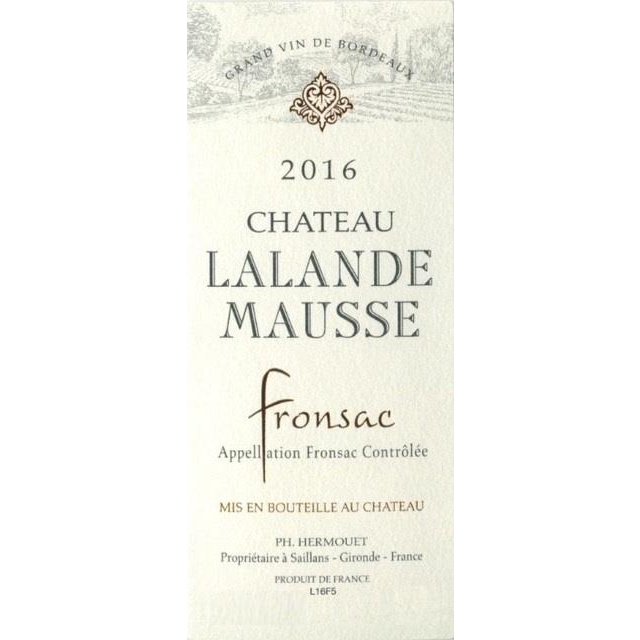 Chateau Lalande Mausse Fronsac Red Bordeaux Blend 750ml - Available at Wooden Cork