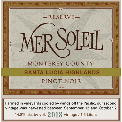 Mer Soleil Santa Lucia Highlands Reserve Pinot Noir 750ml - Available at Wooden Cork