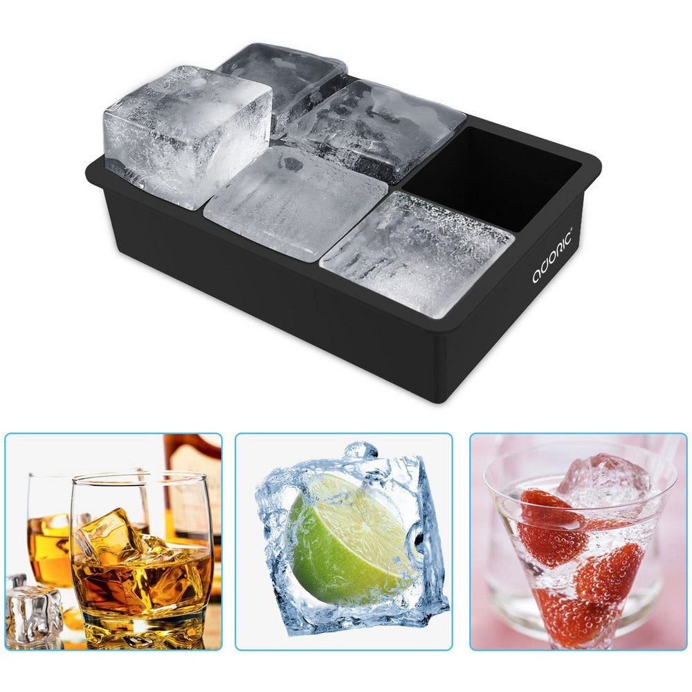 Silicone Sphere Whiskey Ice Ball Maker with Lids,Large Square Ice