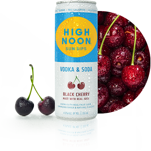 High Noon Sun Sips Black Cherry Vodka & Soda Hard Seltzer 4pk - Available at Wooden Cork