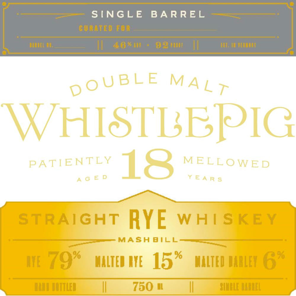 WhistlePig 18 Year Old Single Barrel - Available at Wooden Cork