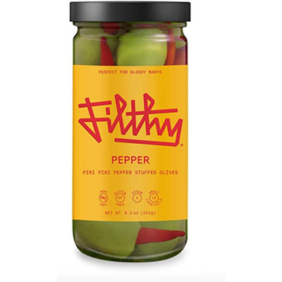 Filthy Pepper Olives 8oz - Available at Wooden Cork