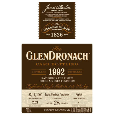 GlenDronach 28 Years Old 1992 Single Cask #6052 Single Malt Scotch Whiskey - Available at Wooden Cork