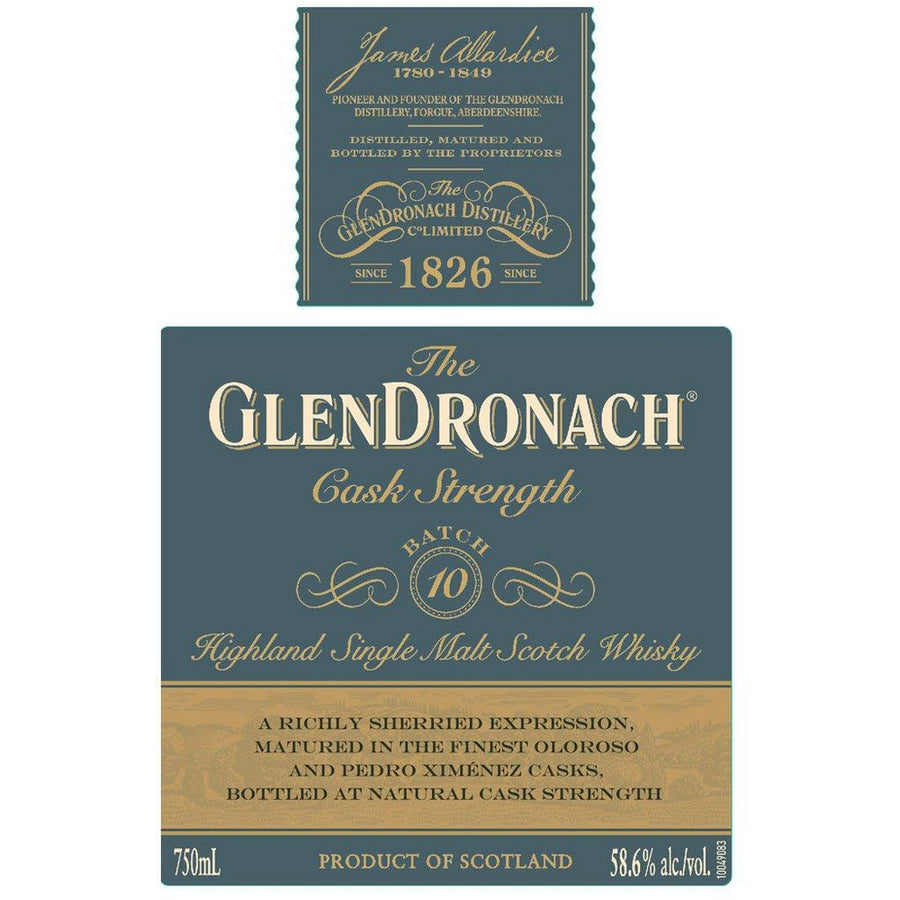Glendronach Batch 10 Cask Strength Scotch Whiskey - Available at Wooden Cork