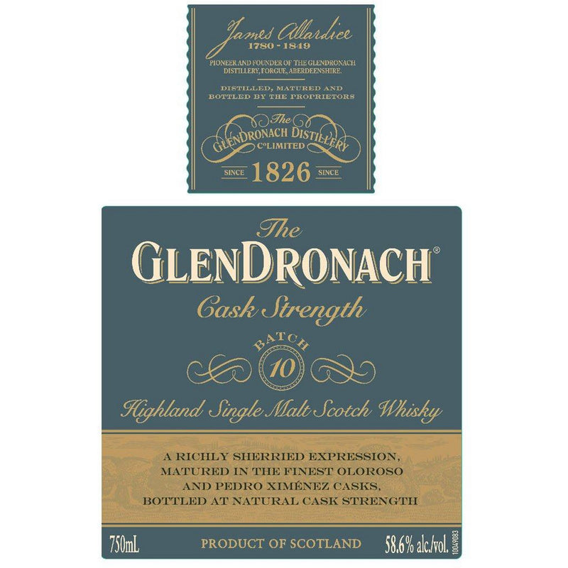 Glendronach Batch 10 Cask Strength Scotch Whiskey - Available at Wooden Cork