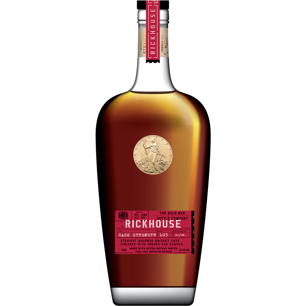 Gold Bar Straight Bourbon Whiskey Rickhouse Cask Strength 103 – Wooden Cork