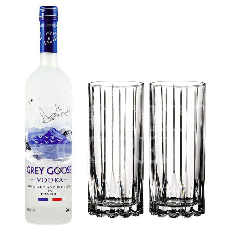 Grey Goose Vodka with Glass Set - Available at Wooden Cork