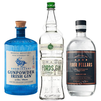 Drumshanbo Gunpowder & Fords London Dry & Four Pillars Rare Dry Gin Bundle - Available at Wooden Cork