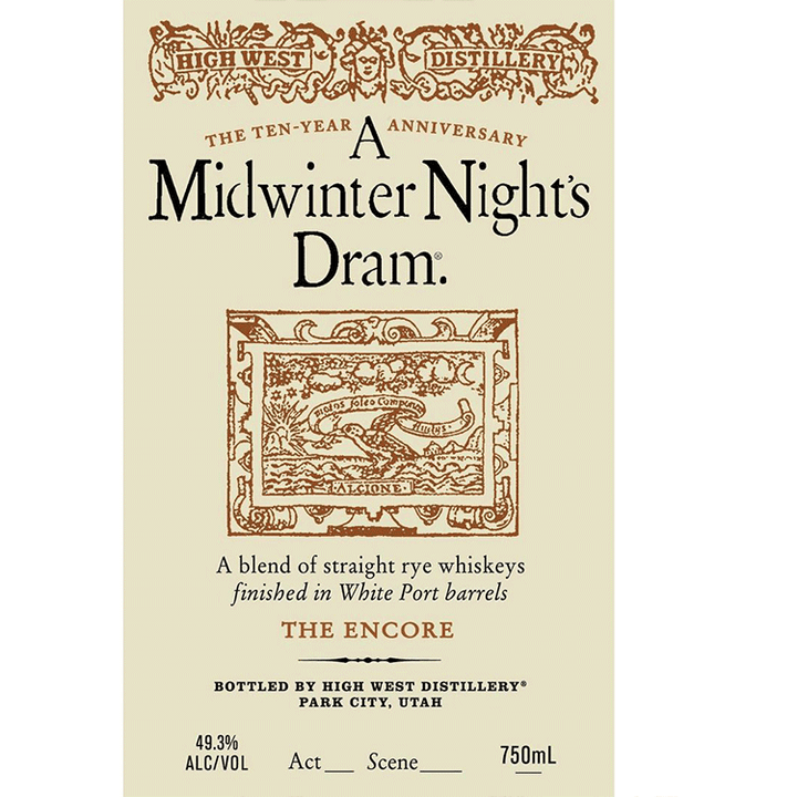 High West Midwinter Night's Dram The Encore Blend of Straight Ryes — Annual Utah Port Finish