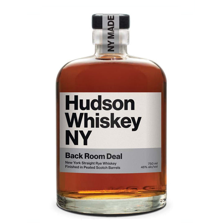 Hudson Whiskey Back Room Deal New York Straight Rye Whiskey Finished In Peated Scotch Barrels - Available at Wooden Cork