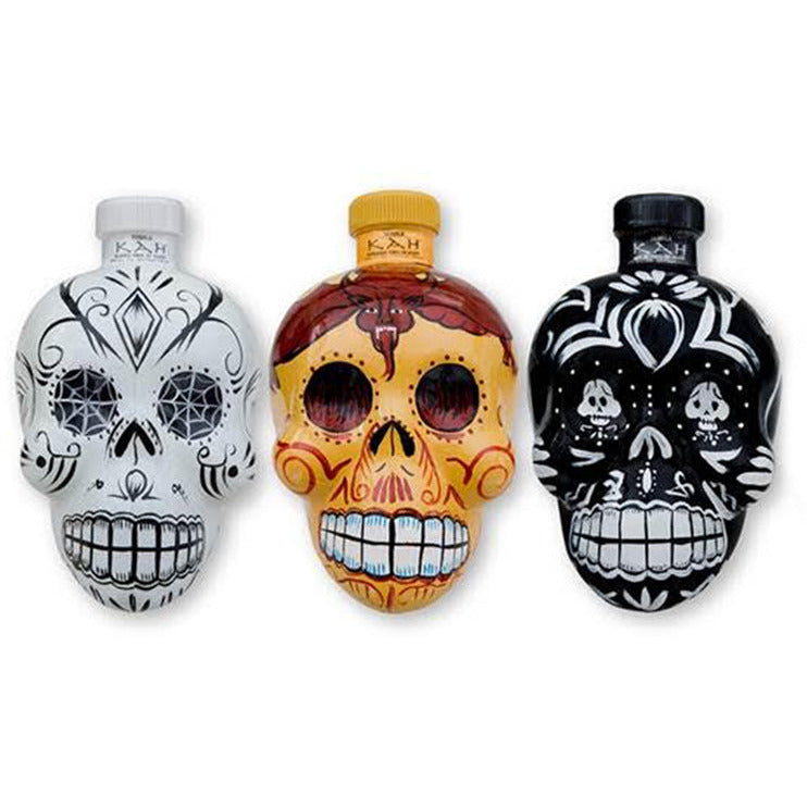KAH Tequila Miniature Skull Bottle 50ml Collection - Available at Wooden Cork
