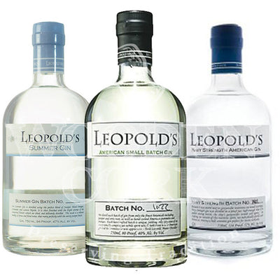Leopold's Summer & Navy Strength & American Gin Bundle - Available at Wooden Cork