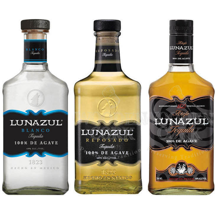 Lunazul Tequila Blanco, Reposado & Anejo Bundle - Available at Wooden Cork