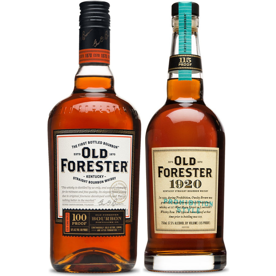 Old Forester 100 Proof + 1920 Bourbon Whisky Twin Pack - Available at Wooden Cork