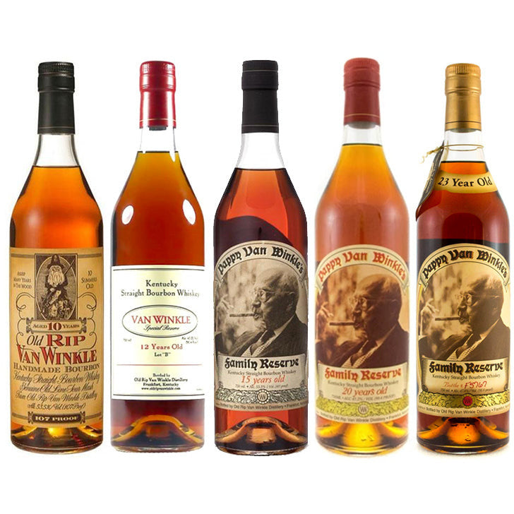 Pappy Van Winkle's 10 Year, 12 Year, 15 Year, 20 Year & 23 Year Bundle - Available at Wooden Cork