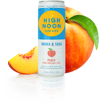 High Noon Sun Sips Peach Vodka & Soda Hard Seltzer 4pk - Available at Wooden Cork