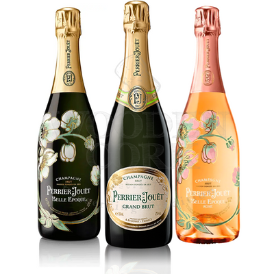 Perrier Jouet Brut, Belle Epoque & Belle Epoque Rose Champagne Bundle - Available at Wooden Cork