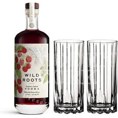 Wild Roots Raspberry Vodka with Glass Set Bundle - Available at Wooden Cork