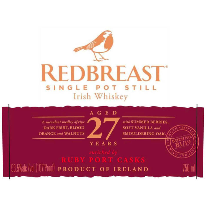 Redbreast 27 Year Old Irish Single Pot Still Whiskey - Available at Wooden Cork