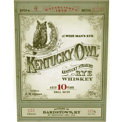 Kentucky Owl 10 Year Old The Wiseman's Rye Kentucky Straight Whiskey Batch #4 - Available at Wooden Cork