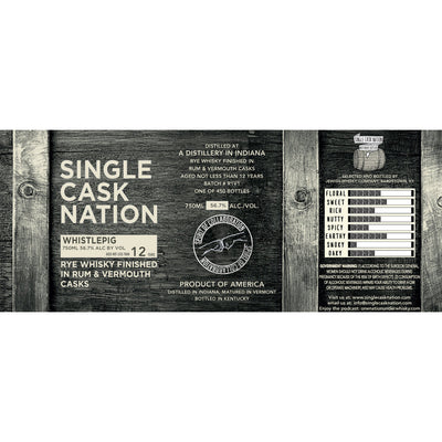 Single Cask Nation 12 Year WhistlePig Indiana Rye - Available at Wooden Cork