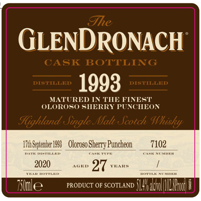 The Glendronach 1993 Oloroso Cask - Available at Wooden Cork