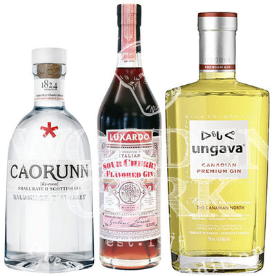 Luxardo Sour Cherry Gin, Ungava Gin and Caorunn Gin Bundle - Available at Wooden Cork