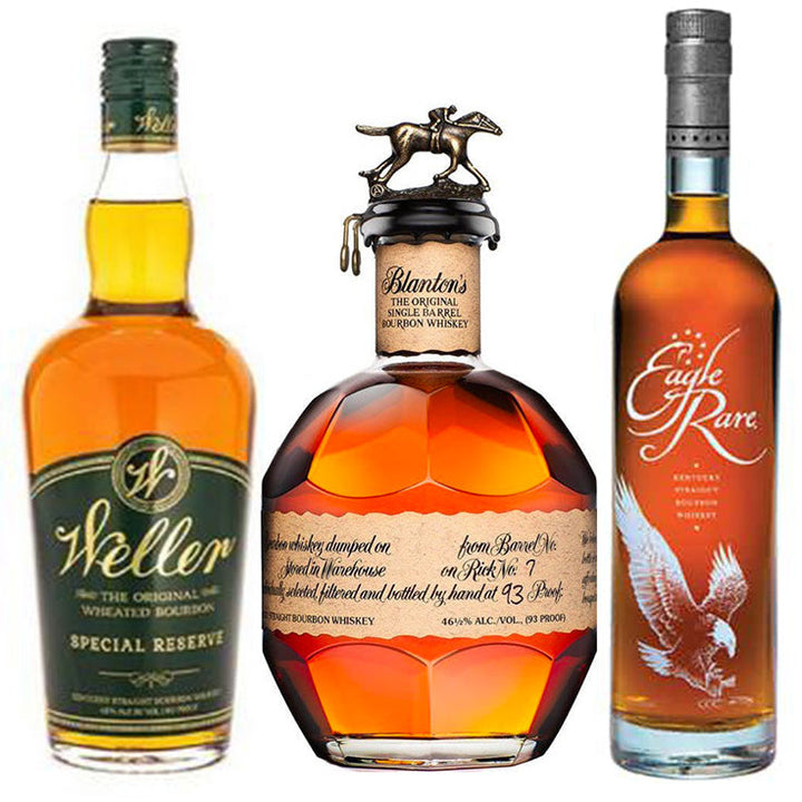 Weller Special Reserve & Blanton's Original Single Barrel Bourbon & Eagle Rare Bourbon Bundle - Available at Wooden Cork