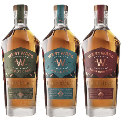 Westward American Single Malt Whiskey & Oregon Stout Cask Whiskey & Pinot Noir Single Malt Whiskey Bundle - Available at Wooden Cork