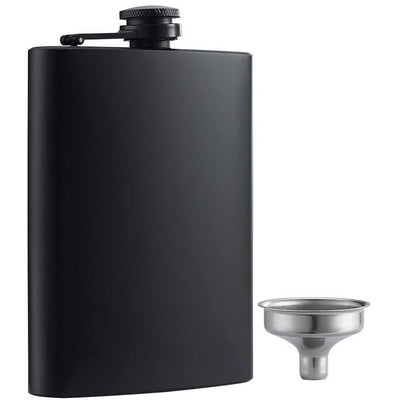 Whiskey Flask Matte Black 8oz - Available at Wooden Cork