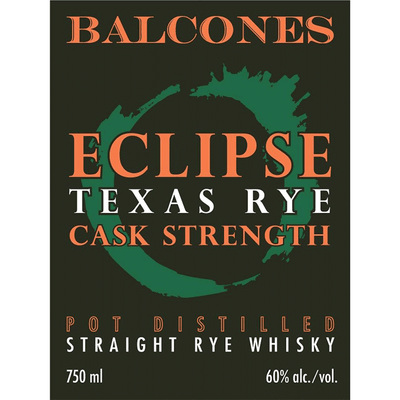 Balcones Eclipse Cask Strength Texas Straight Rye - Available at Wooden Cork