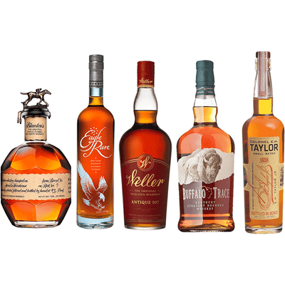 Blanton's Original, Eagle Rare, Weller Antique 107, Buffalo Trace, and EH Taylor Small Batch 750ml Value Bourbon Bundle - Available at Wooden Cork
