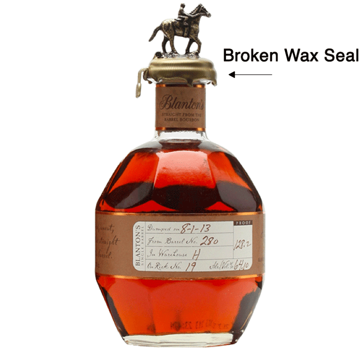 Blanton's Straight From The Barrel Bourbon Blooper Bottle - Broken Wax Seal (SEE DESCRIPTION)