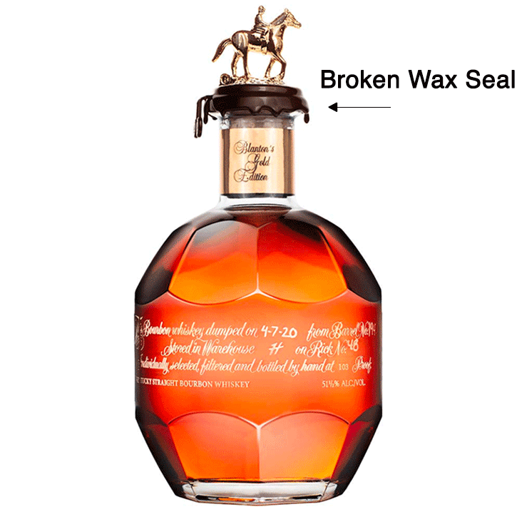 Blanton's Gold Label - Foreign Edition Bourbon Blooper Bottle - Broken Wax Seal (SEE DESCRIPTION) - Available at Wooden Cork