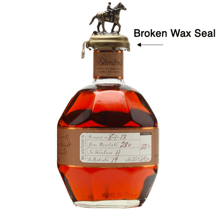 Blanton's Straight From The Barrel Bourbon Blooper Bottle - Broken Wax Seal (SEE DESCRIPTION) - Available at Wooden Cork
