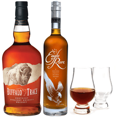Eagle Rare 10 Year & Buffalo Trace Bourbon with Glencairn Set Bundle - Available at Wooden Cork