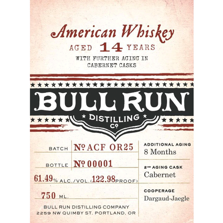 Bull Run 14 Year American Whiskey with 8 Months Aging in Cabernet Casks - Available at Wooden Cork