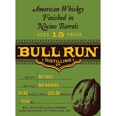 Bull Run 15 Year American Whiskey finished in Nocino Barrels - Available at Wooden Cork