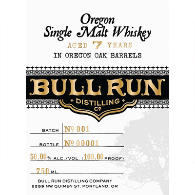 Bull Run 7 Year Oregon Single Malt Aged in Oregon Oak Barrels - Available at Wooden Cork