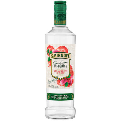 Smirnoff Zero Sugar Infusions Vodka, Strawberry & Rose - 750ml - Available at Wooden Cork